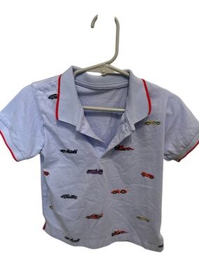Kids Light Blue Polo Shirt with Race Car Embroidery